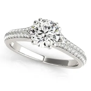 Delphine Round Center Stone Double Diamond Row Pave Engagement Ring