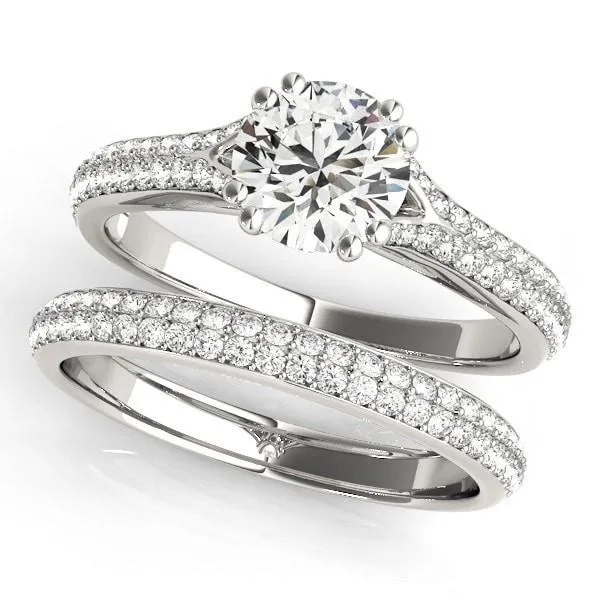 Delphine Round Center Stone Double Diamond Row Pave Engagement Ring