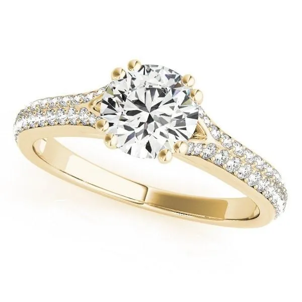 Delphine Round Center Stone Double Diamond Row Pave Engagement Ring