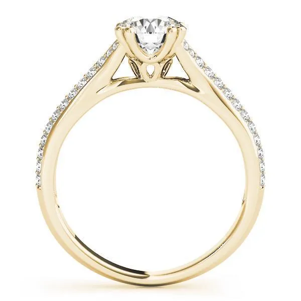 Delphine Round Center Stone Double Diamond Row Pave Engagement Ring