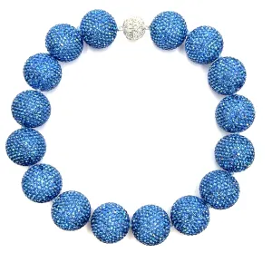 Denim Blue Crystal Sphere Statement Necklace