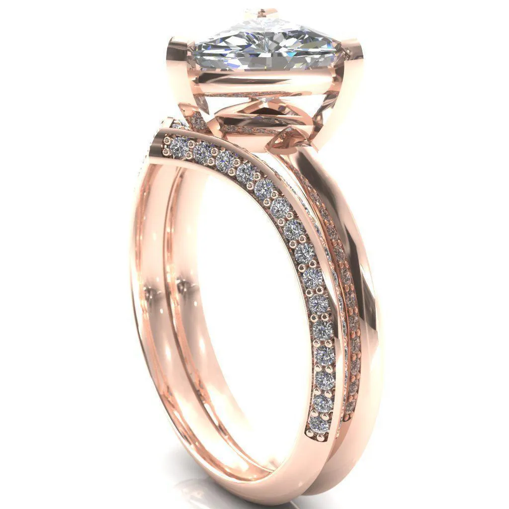 Dessa Trillion Moissanite Chevron Head Knife Shank Ring