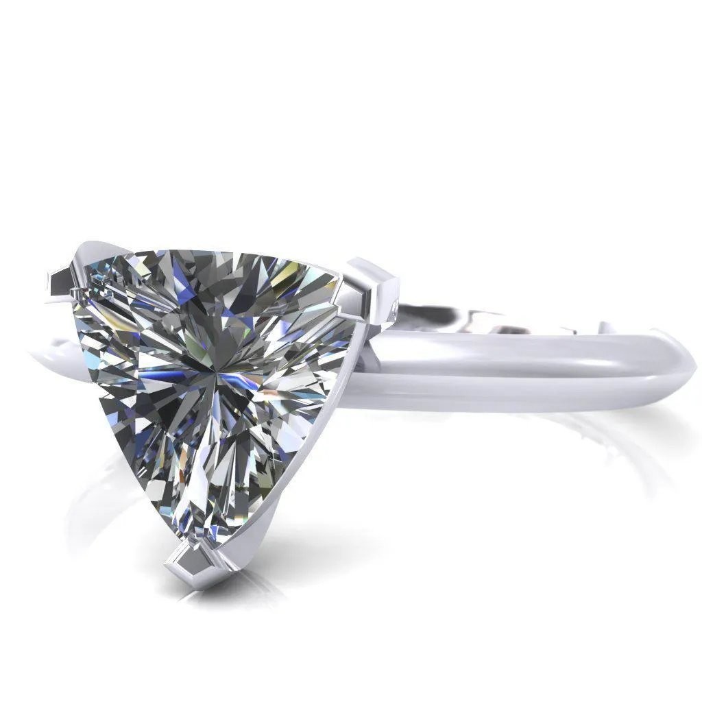 Dessa Trillion Moissanite Chevron Head Knife Shank Ring