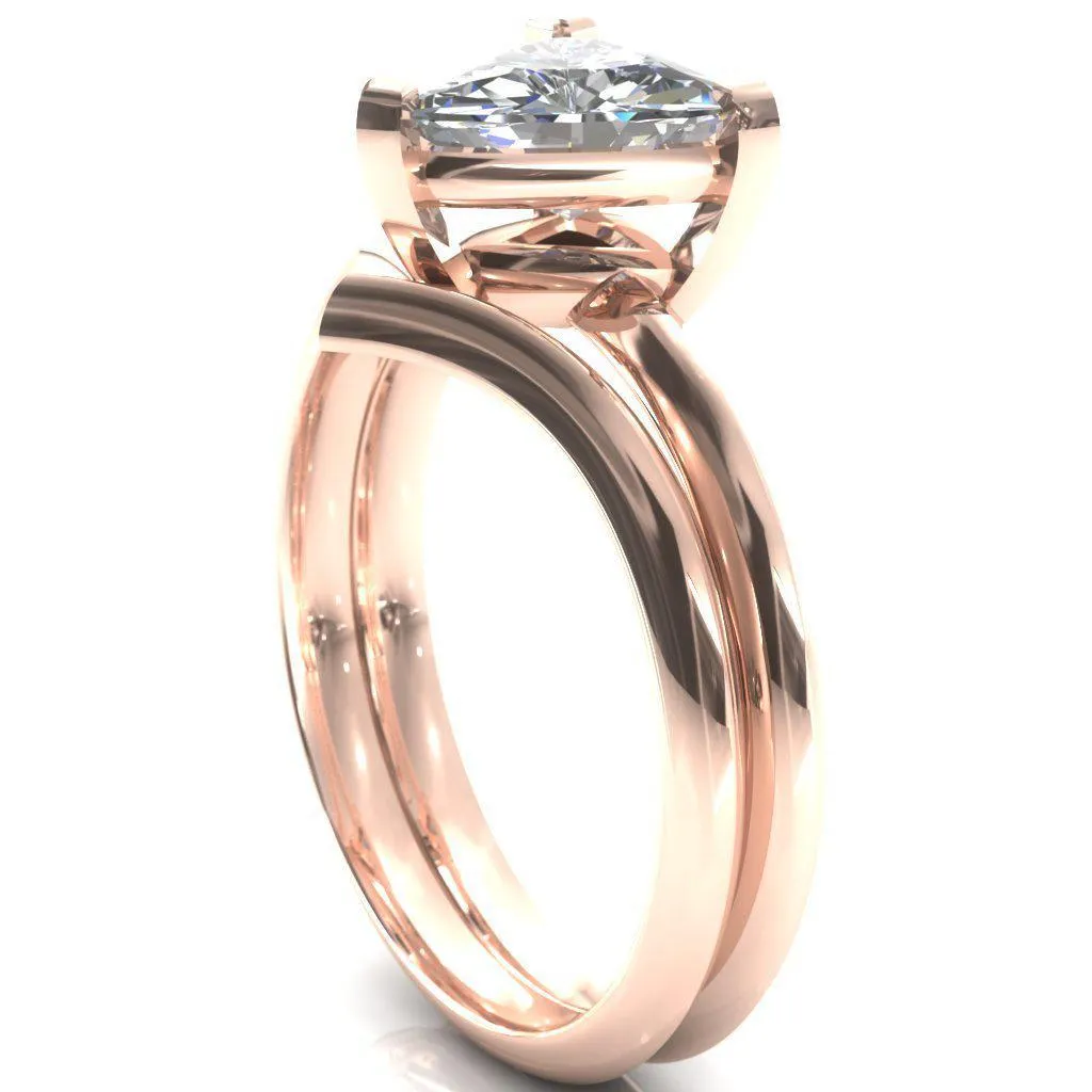 Dessa Trillion Moissanite Chevron Head Knife Shank Ring