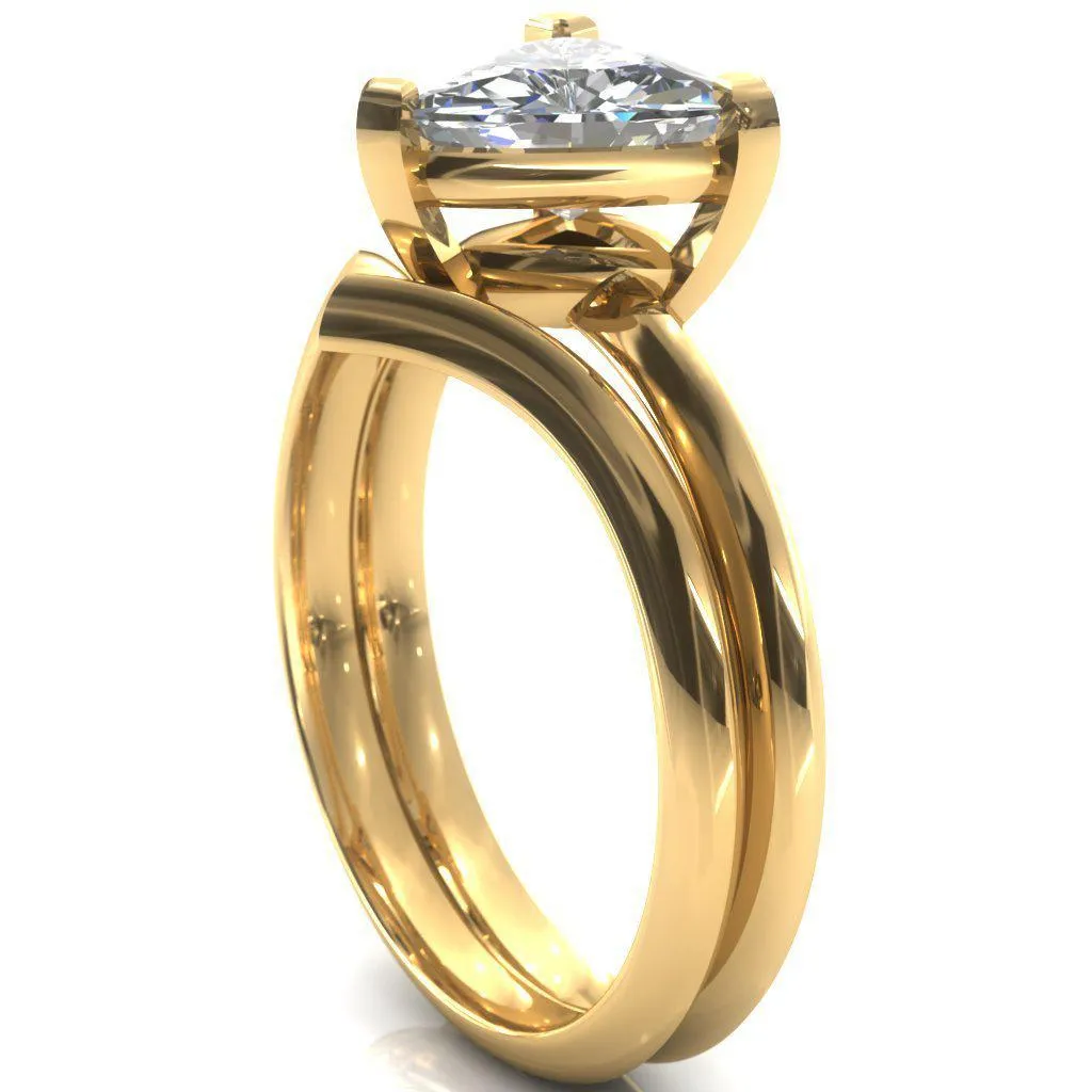 Dessa Trillion Moissanite Chevron Head Knife Shank Ring