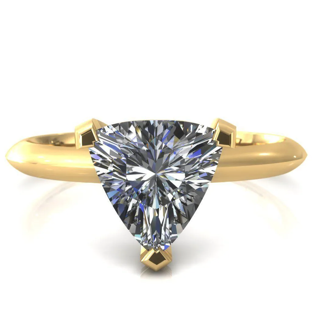 Dessa Trillion Moissanite Chevron Head Knife Shank Ring
