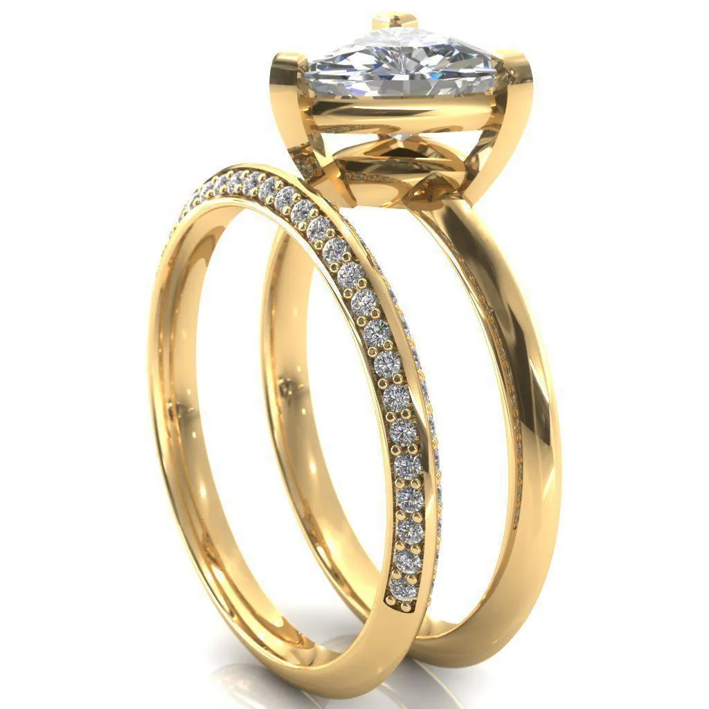 Dessa Trillion Moissanite Chevron Head Knife Shank Ring