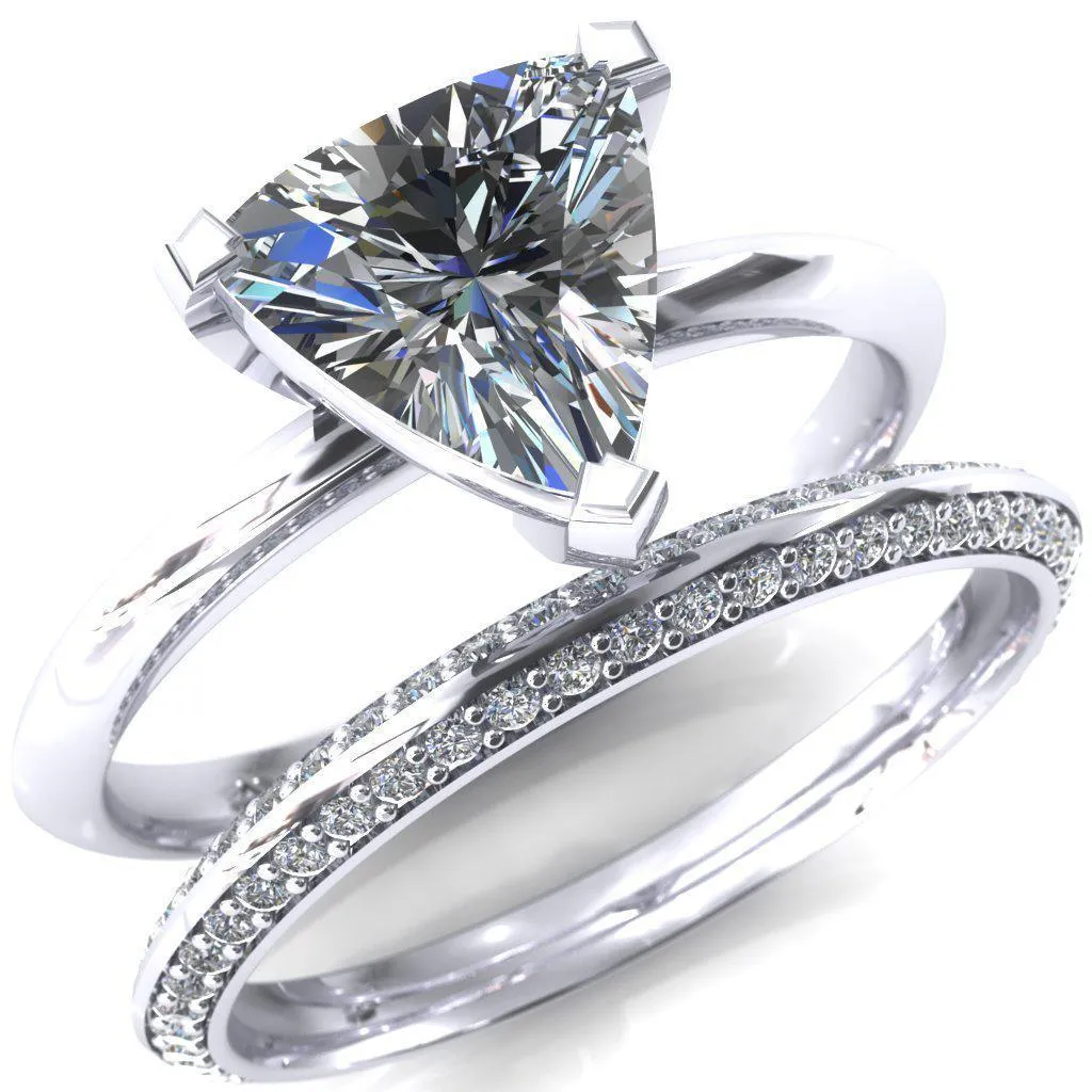 Dessa Trillion Moissanite Chevron Head Knife Shank Ring