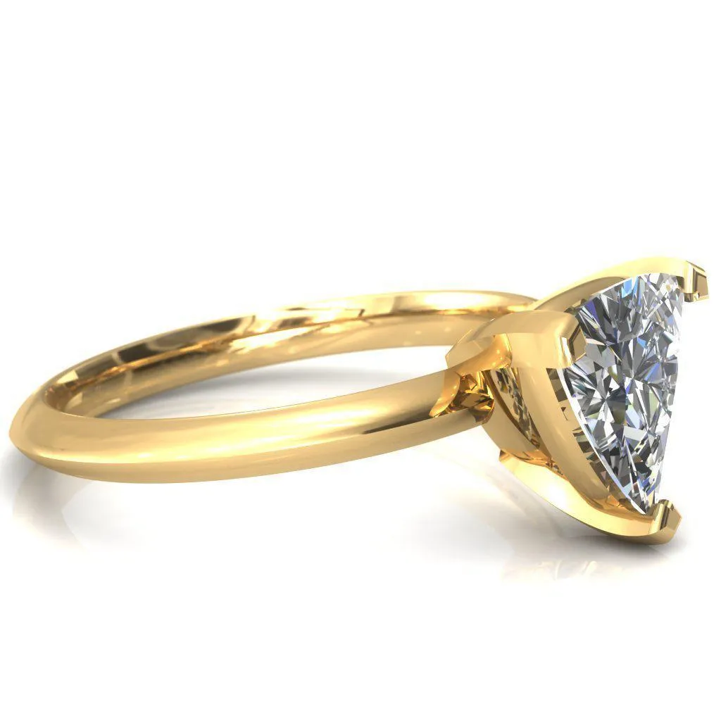 Dessa Trillion Moissanite Chevron Head Knife Shank Ring