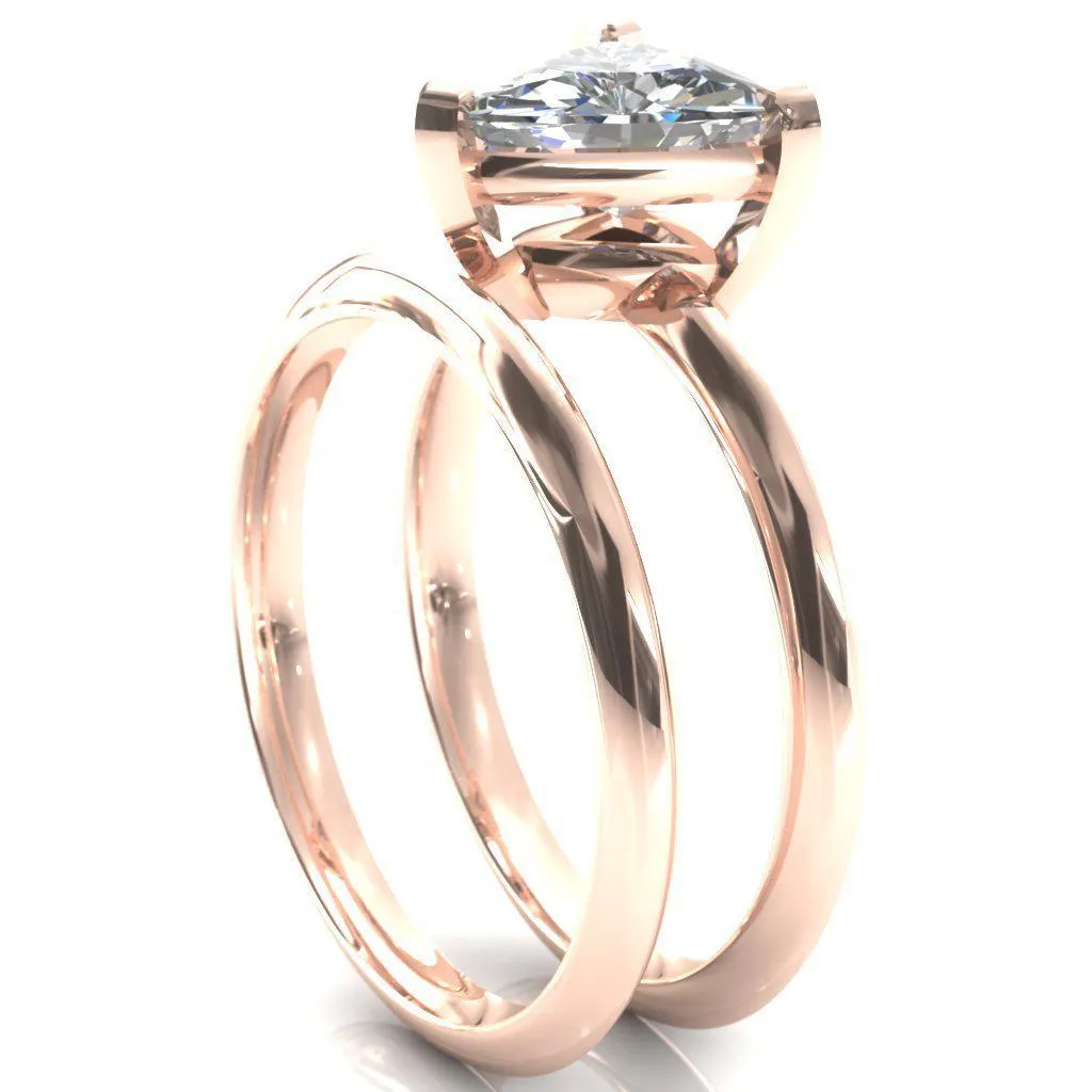 Dessa Trillion Moissanite Chevron Head Knife Shank Ring