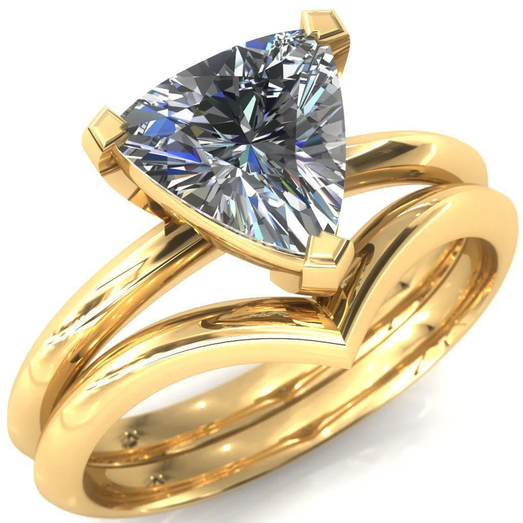 Dessa Trillion Moissanite Chevron Head Knife Shank Ring