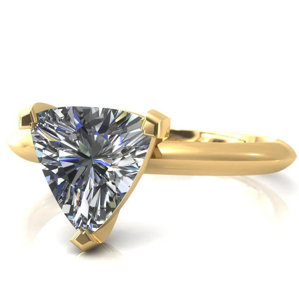 Dessa Trillion Moissanite Chevron Head Knife Shank Ring