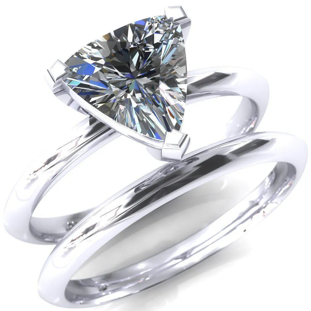 Dessa Trillion Moissanite Chevron Head Knife Shank Ring
