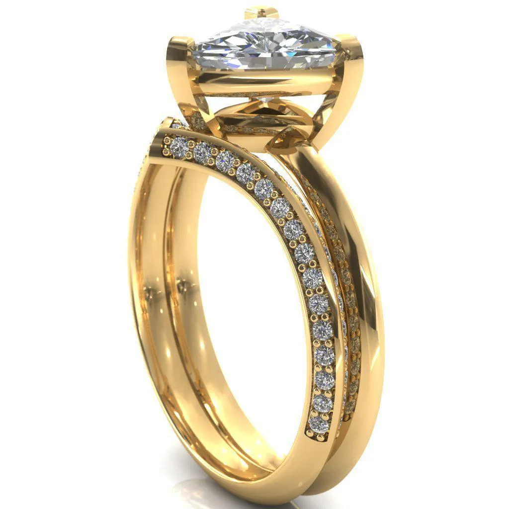 Dessa Trillion Moissanite Chevron Head Knife Shank Ring