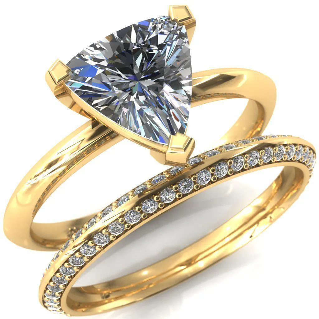 Dessa Trillion Moissanite Chevron Head Knife Shank Ring
