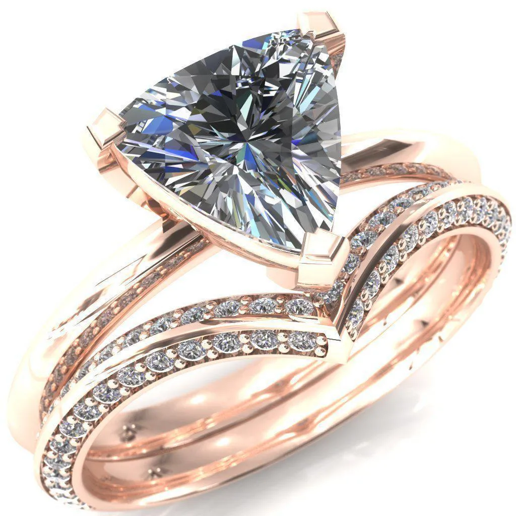 Dessa Trillion Moissanite Chevron Head Knife Shank Ring