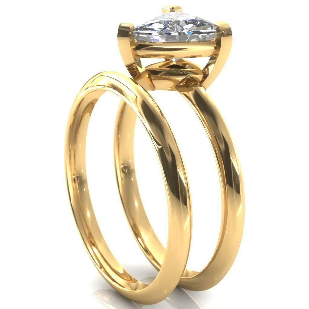 Dessa Trillion Moissanite Chevron Head Knife Shank Ring