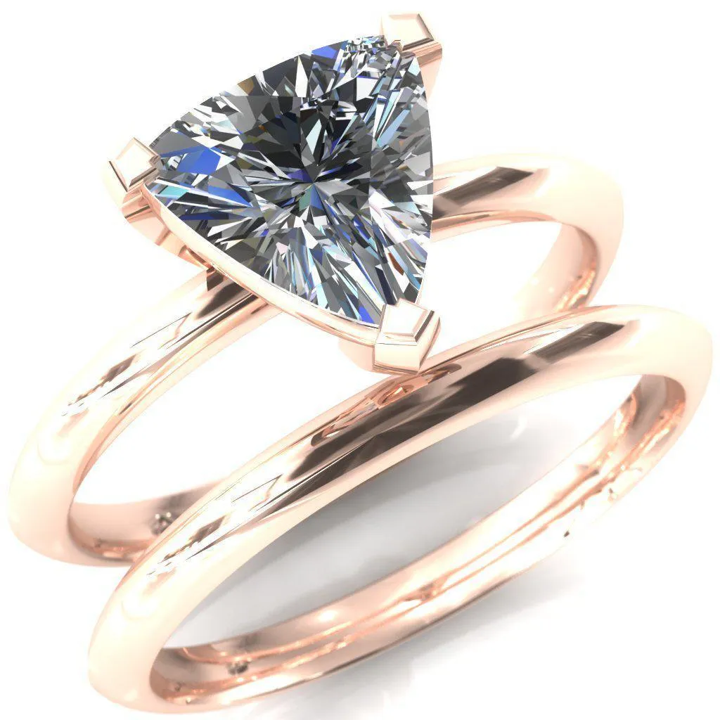 Dessa Trillion Moissanite Chevron Head Knife Shank Ring