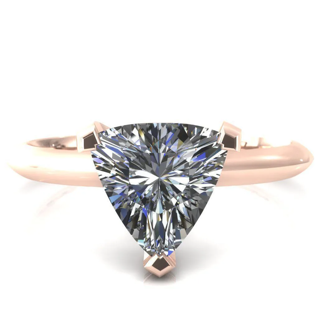 Dessa Trillion Moissanite Chevron Head Knife Shank Ring