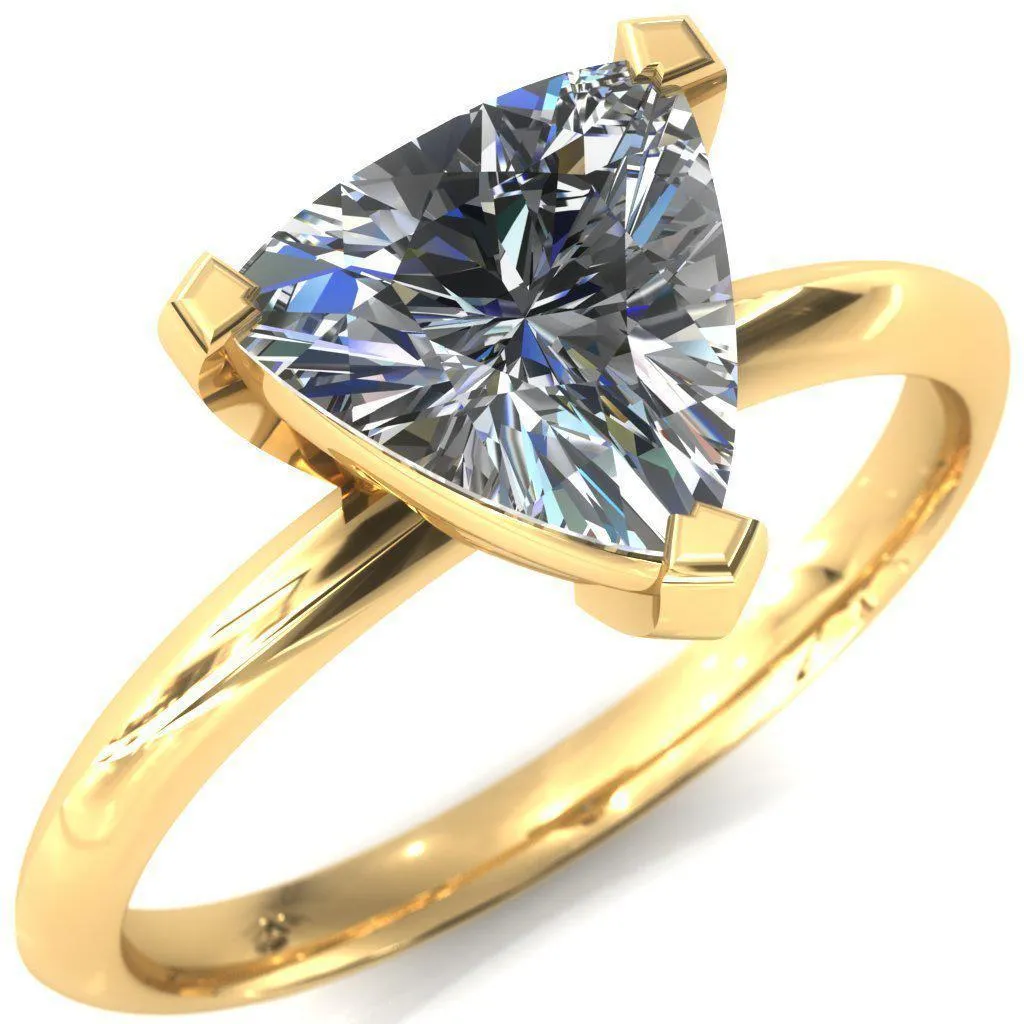 Dessa Trillion Moissanite Chevron Head Knife Shank Ring