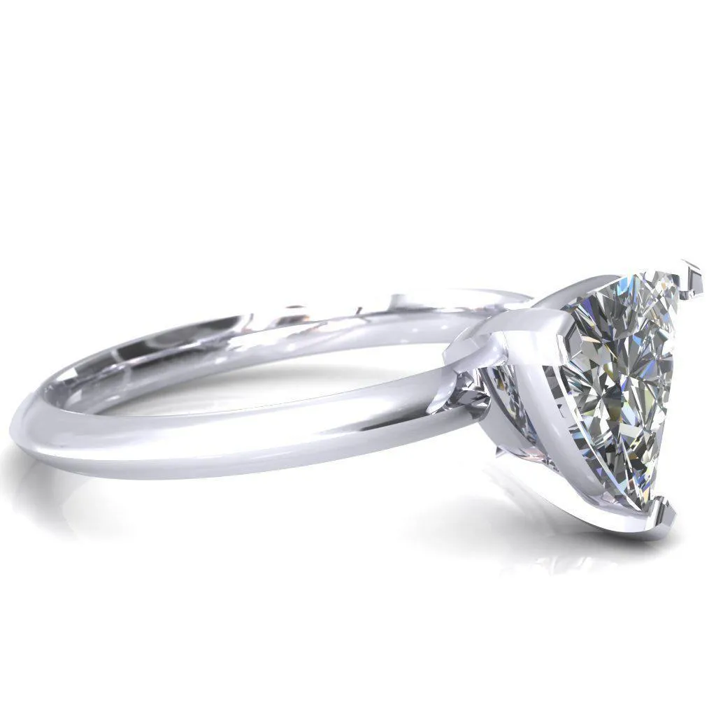 Dessa Trillion Moissanite Chevron Head Knife Shank Ring