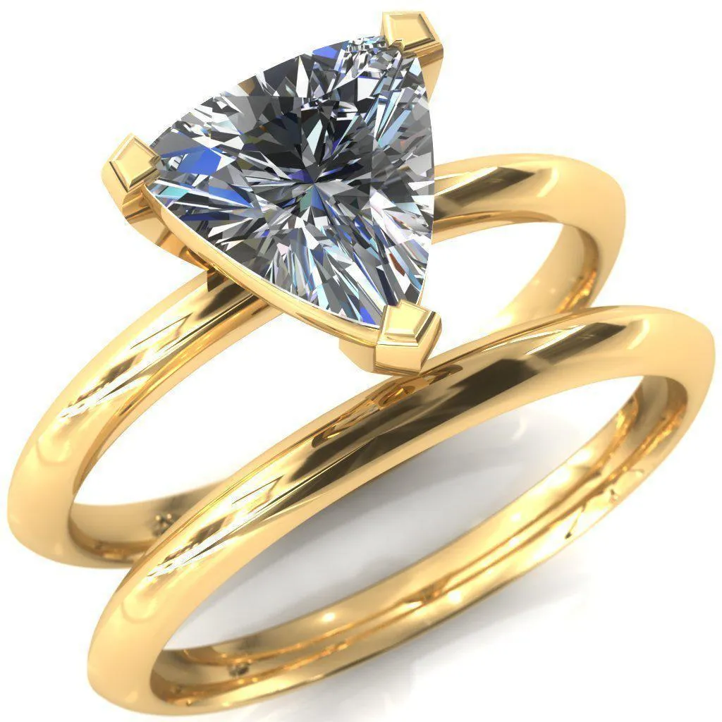 Dessa Trillion Moissanite Chevron Head Knife Shank Ring