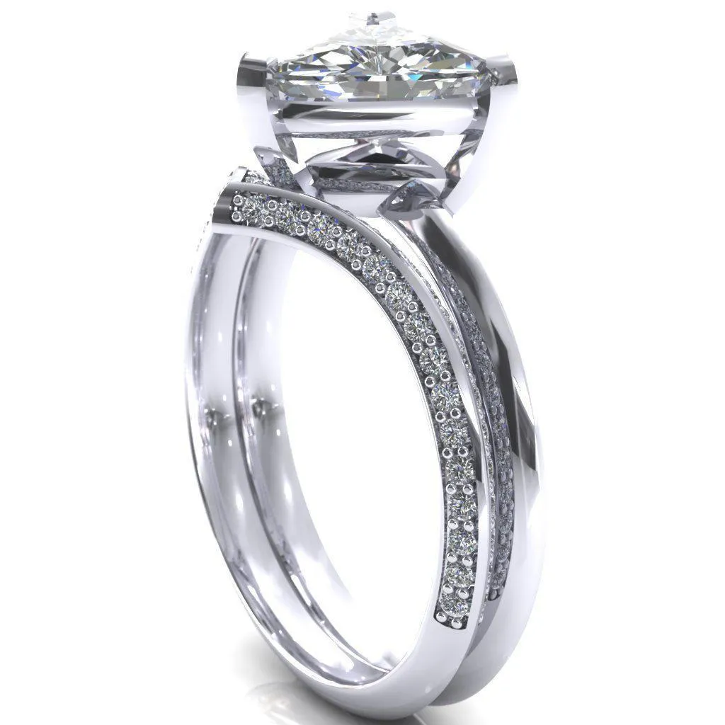 Dessa Trillion Moissanite Chevron Head Knife Shank Ring