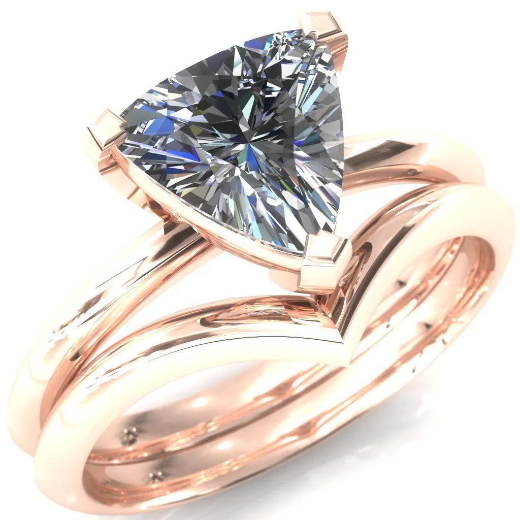 Dessa Trillion Moissanite Chevron Head Knife Shank Ring
