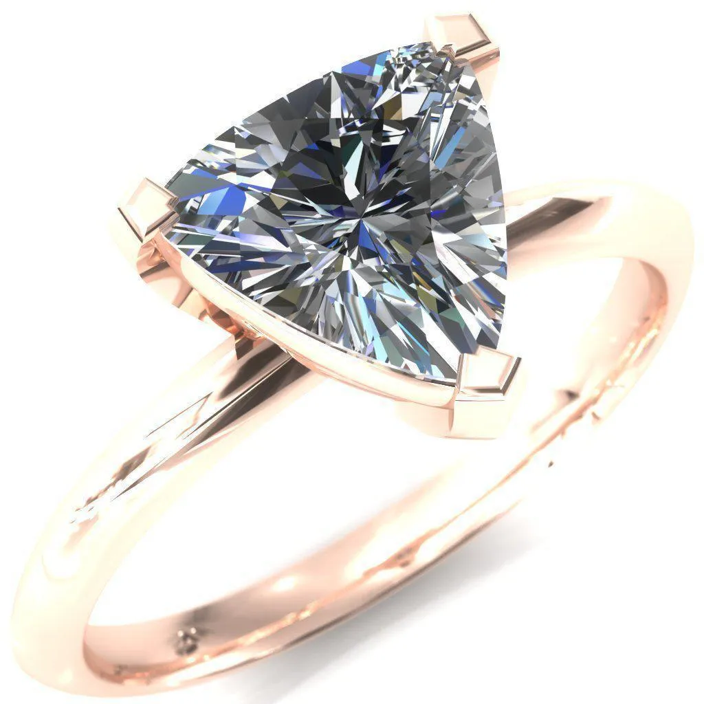 Dessa Trillion Moissanite Chevron Head Knife Shank Ring