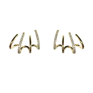 Devious Inlaid Faux Quad Hoop Earrings in Gold and Silver