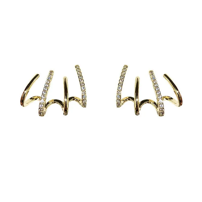Devious Inlaid Faux Quad Hoop Earrings in Gold and Silver