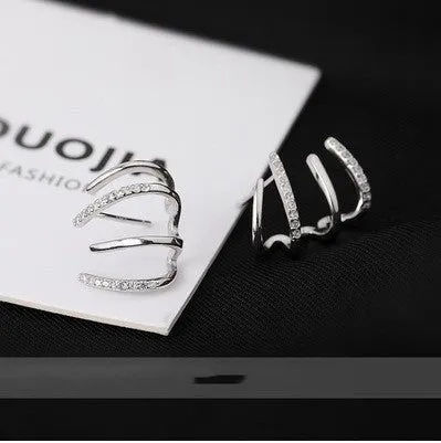 Devious Inlaid Faux Quad Hoop Earrings in Gold and Silver