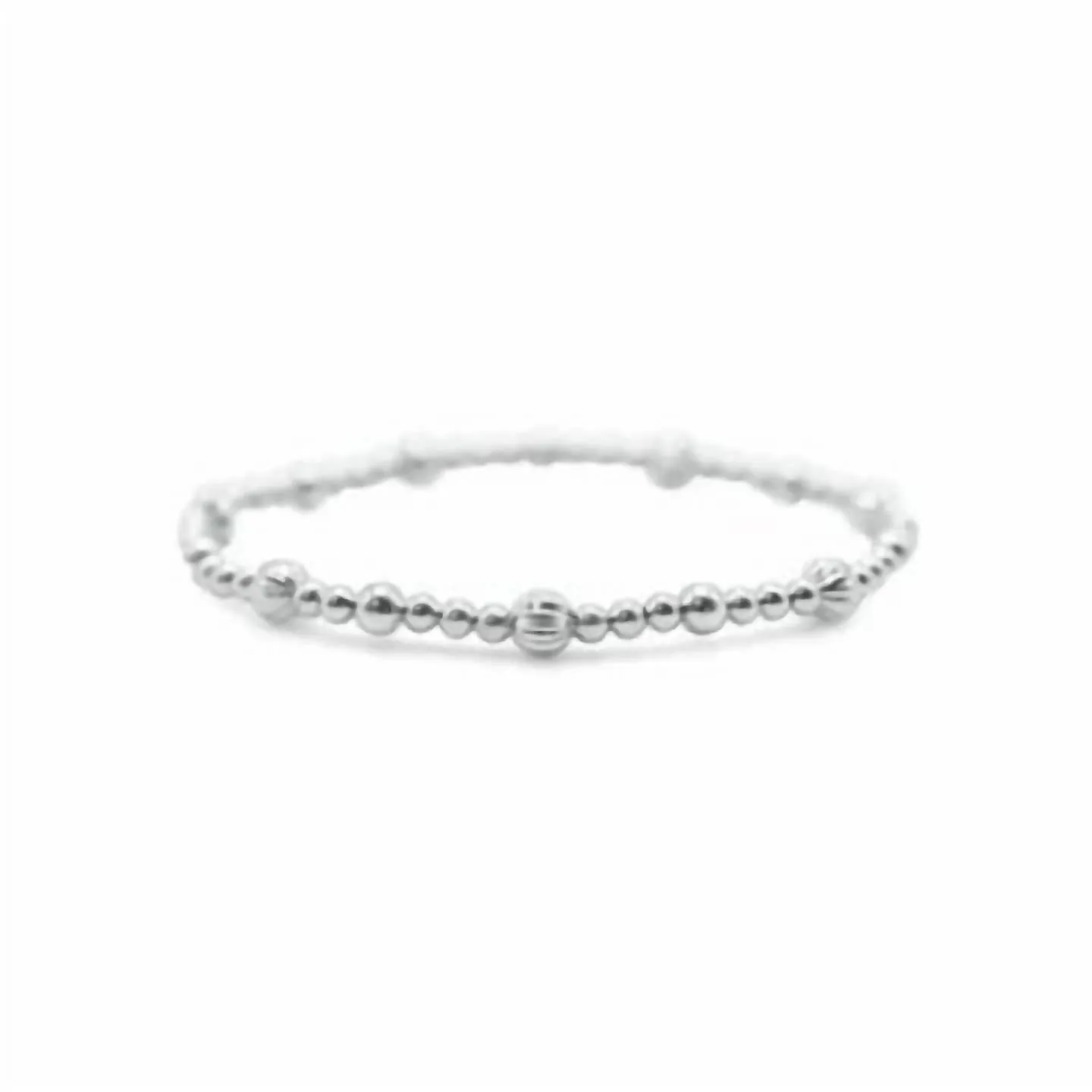 Diamond Cut & Plain 3 To 1 Stretch Bracelets In Silver
