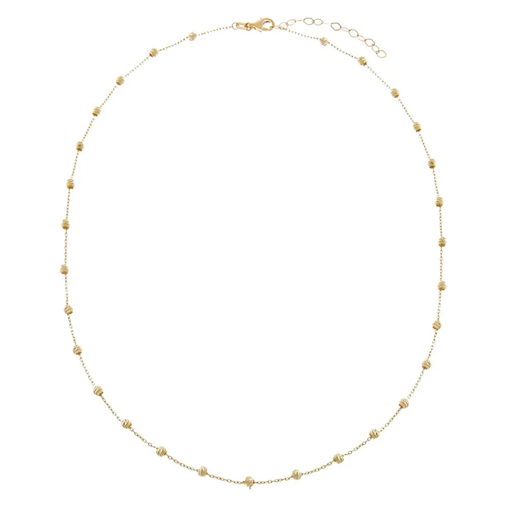 Diamond Cut Beaded Necklace 14K