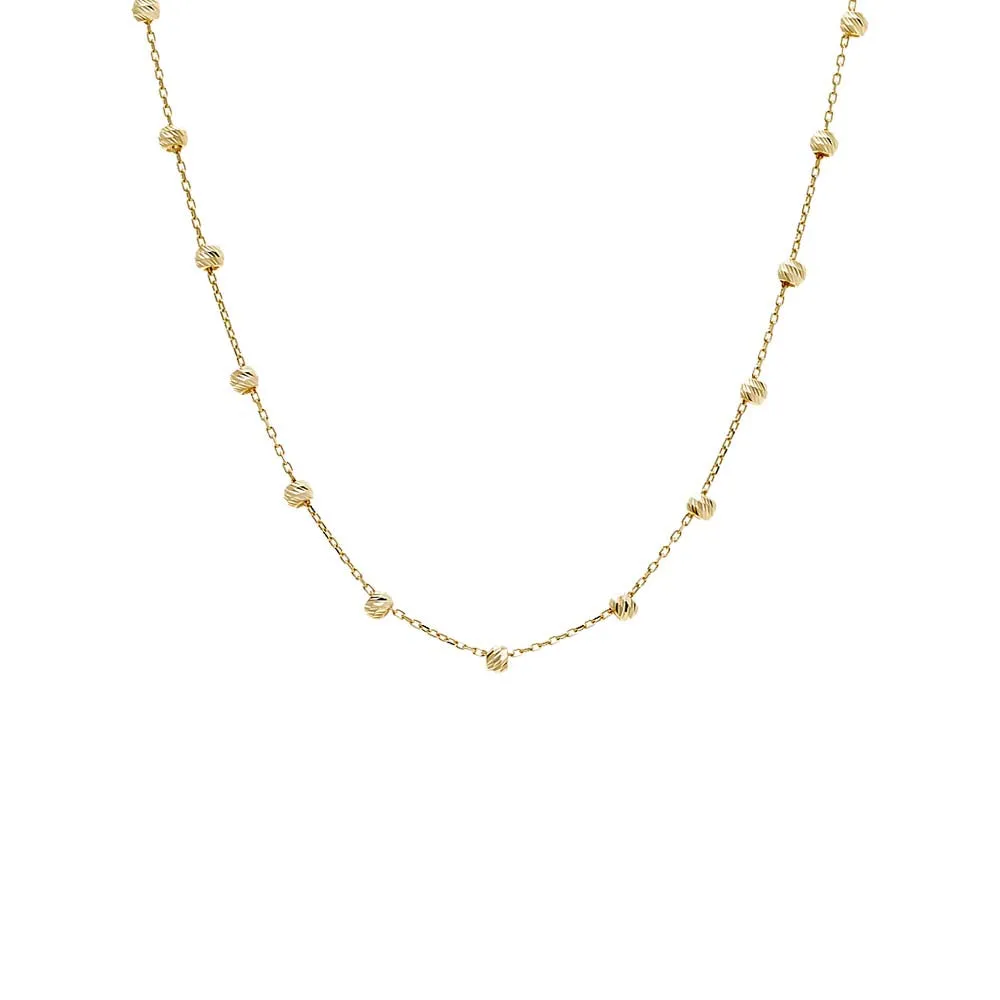 Diamond Cut Beaded Necklace 14K