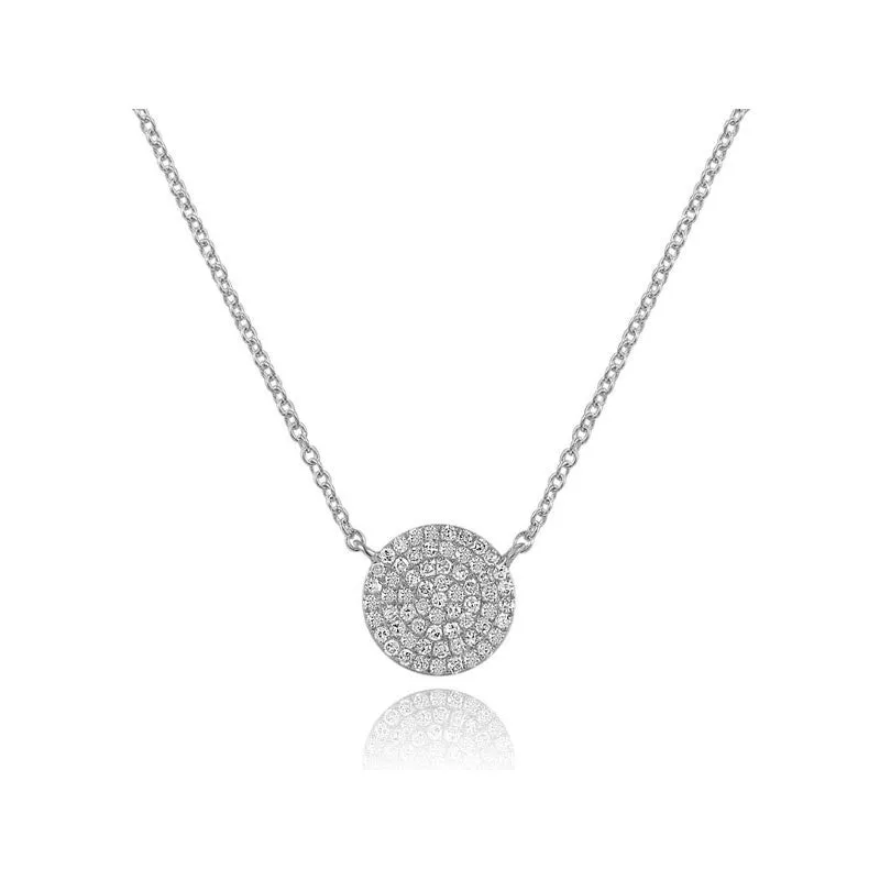 Diamond Disc Necklace in White Gold