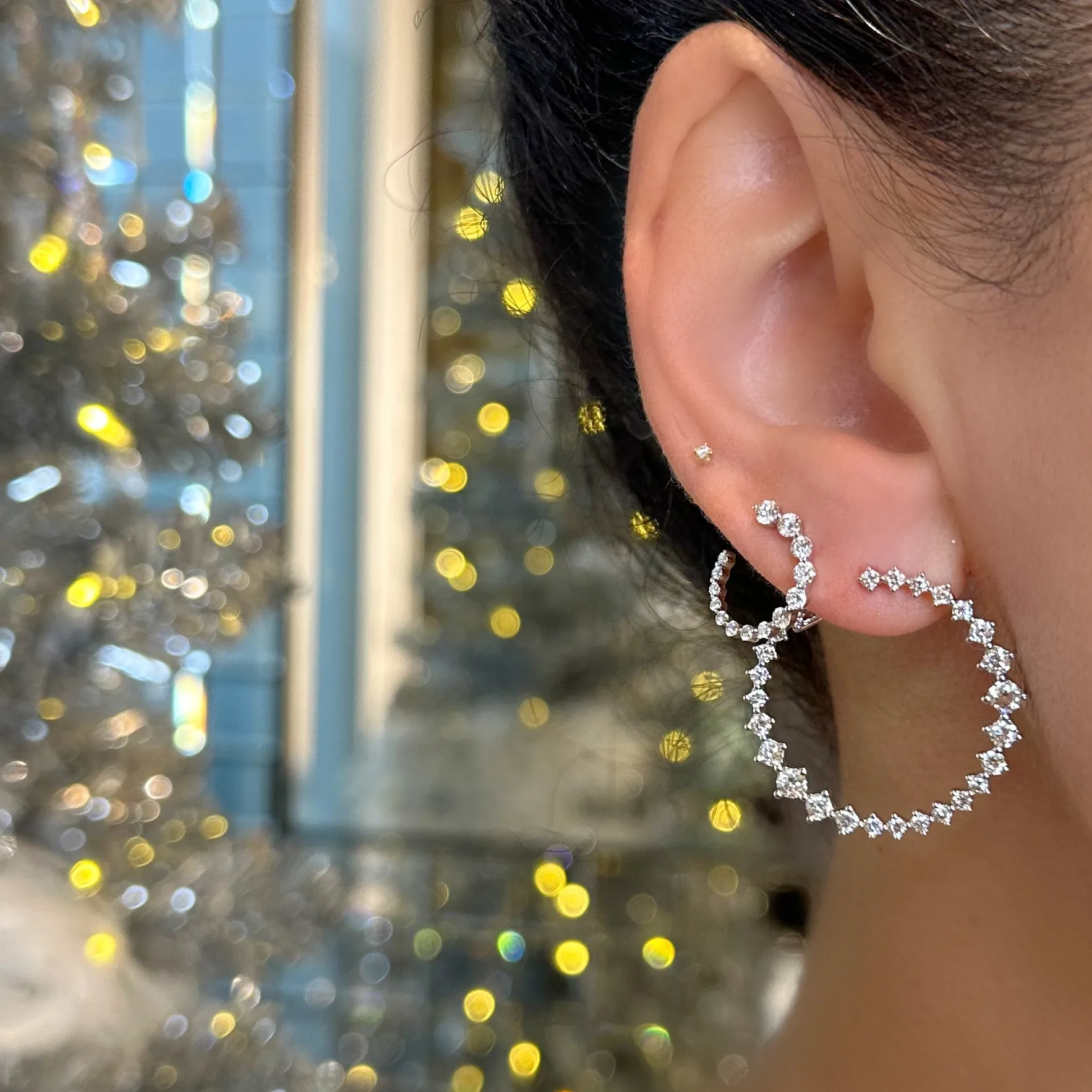 Diamond Hoop Drops