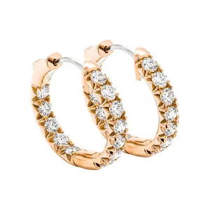 Diamond Hoop Earrings in 14K Rose Gold