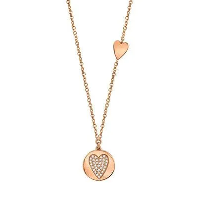 Diamond Pave Heart Disc Necklace