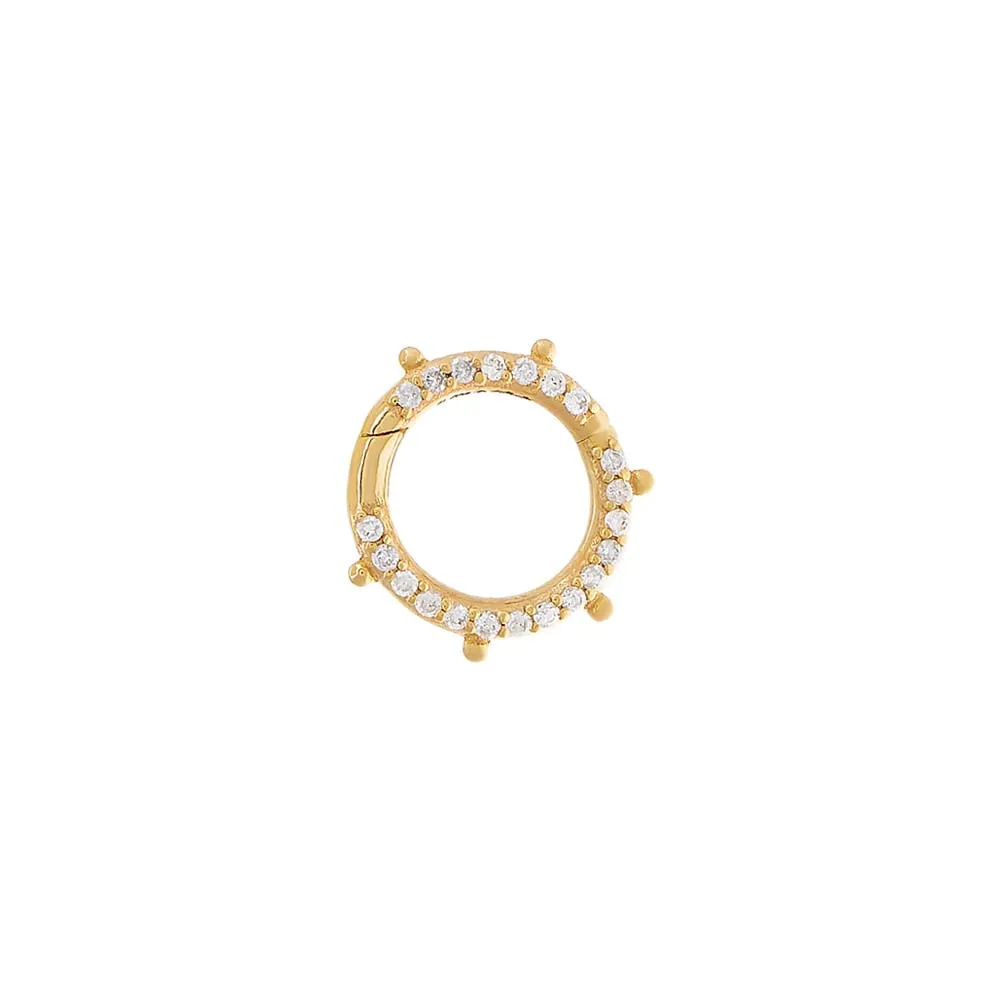 Diamond Round Beaded Frame Charm Connector Clasp 14K