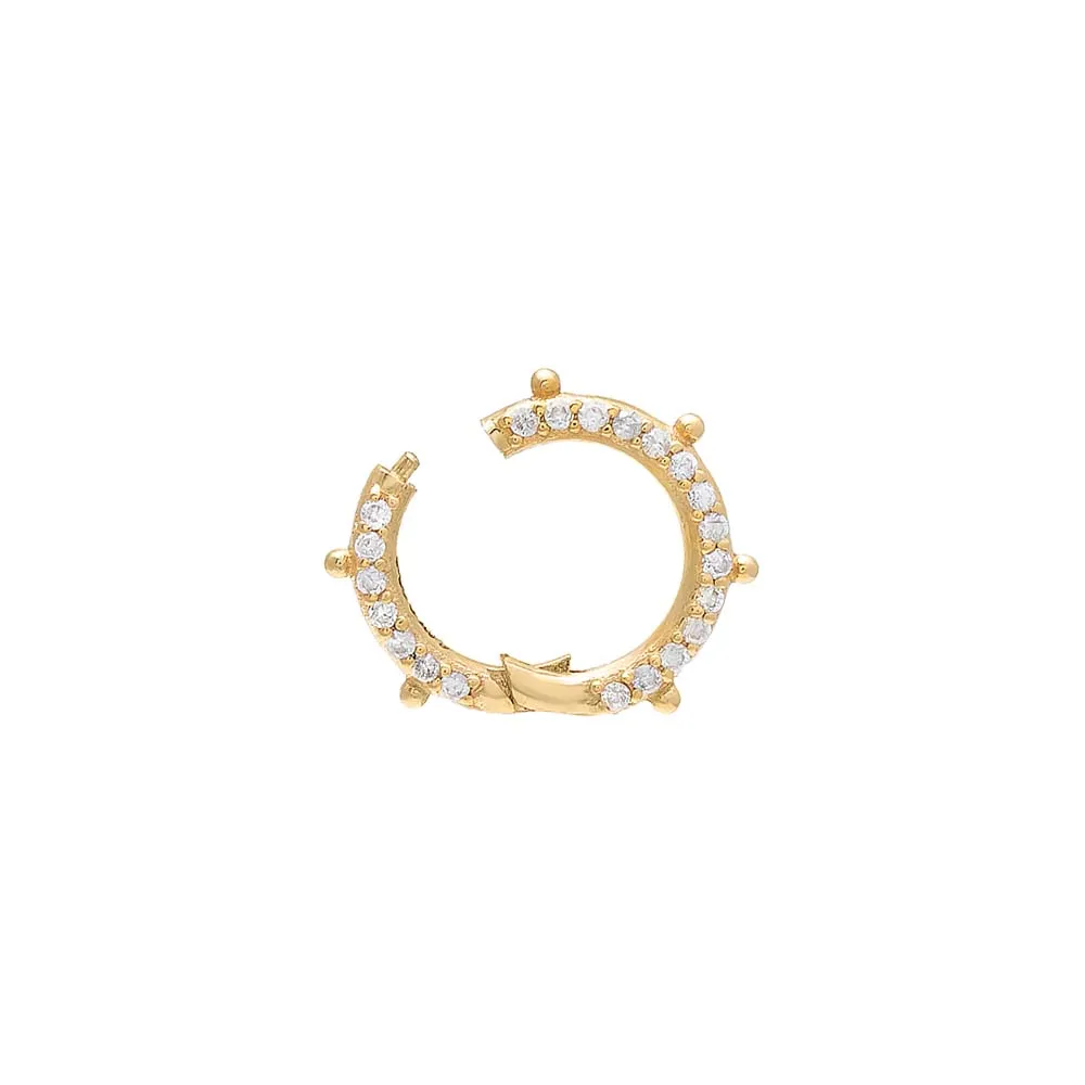 Diamond Round Beaded Frame Charm Connector Clasp 14K