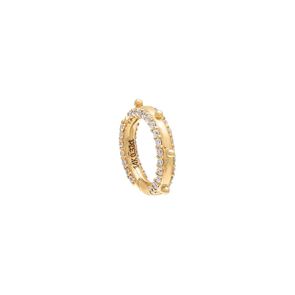 Diamond Round Beaded Frame Charm Connector Clasp 14K