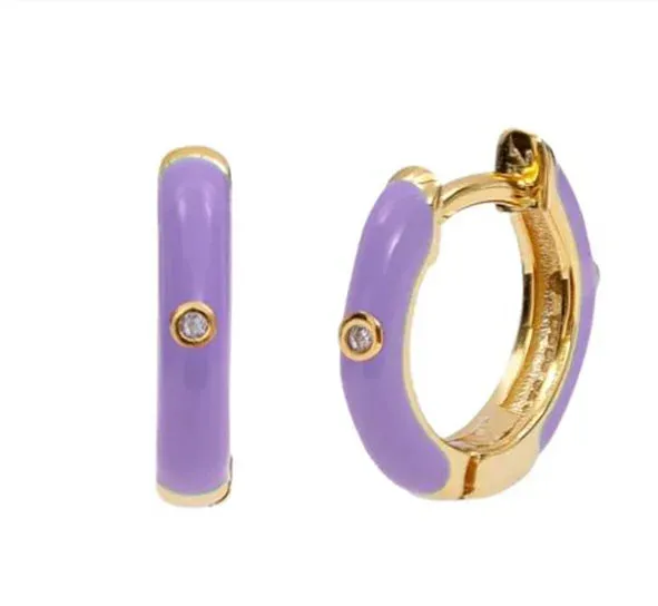 Diamond-Stud Turquoise Hoops Earrings