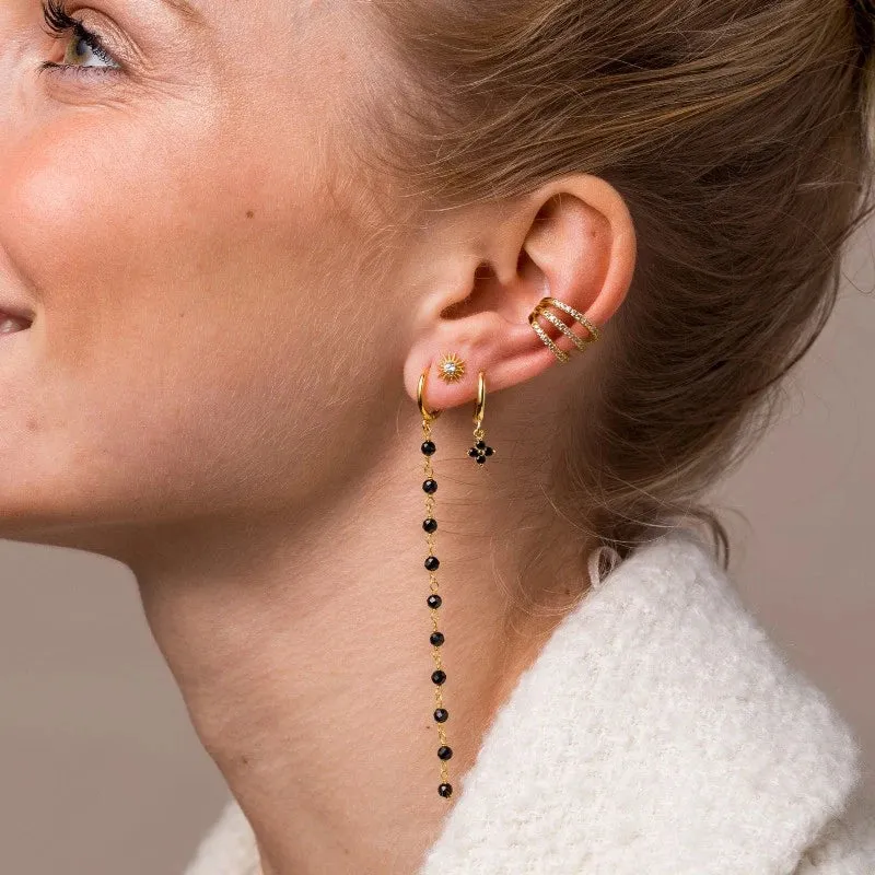 Diamond-Stud Turquoise Hoops Earrings