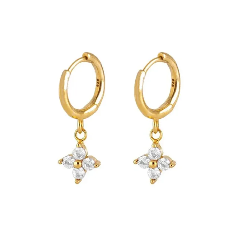 Diamond-Stud Turquoise Hoops Earrings