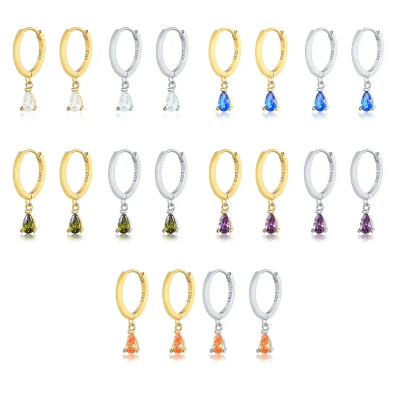 Diamond-Stud Turquoise Hoops Earrings