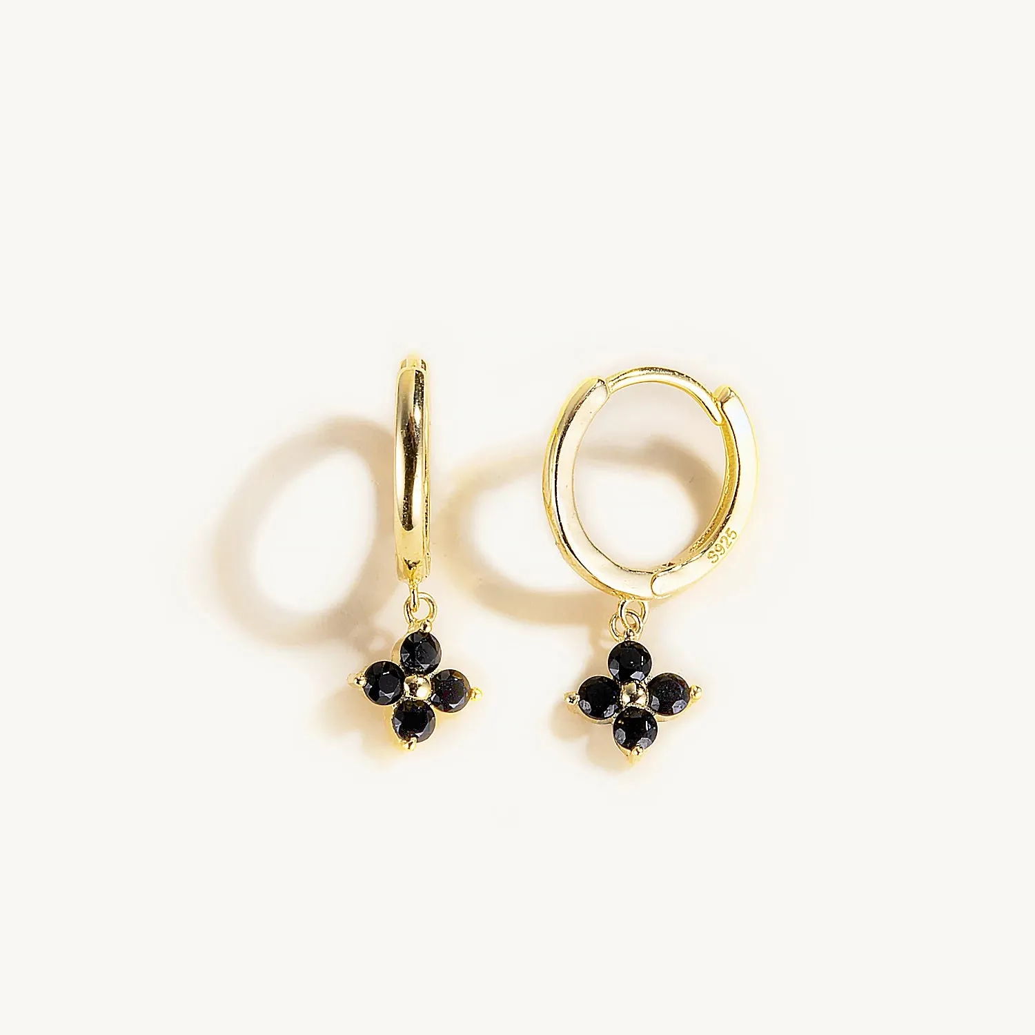 Diamond-Stud Turquoise Hoops Earrings