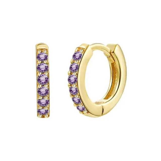 Diamond-Stud Turquoise Hoops Earrings