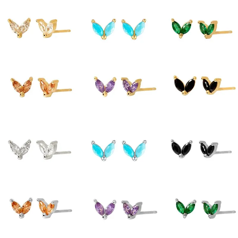 Diamond-Stud Turquoise Hoops Earrings