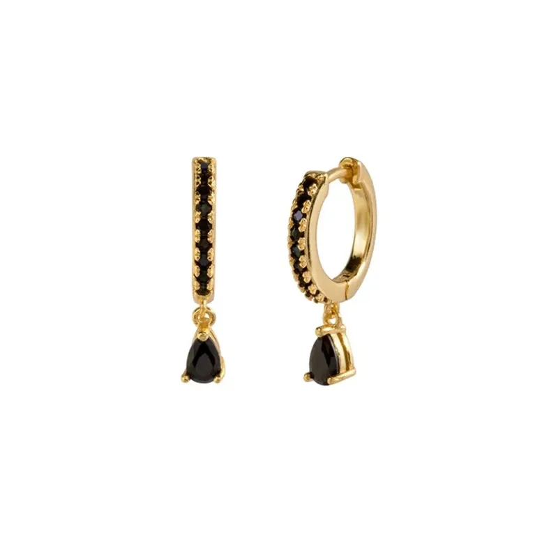 Diamond-Stud Turquoise Hoops Earrings